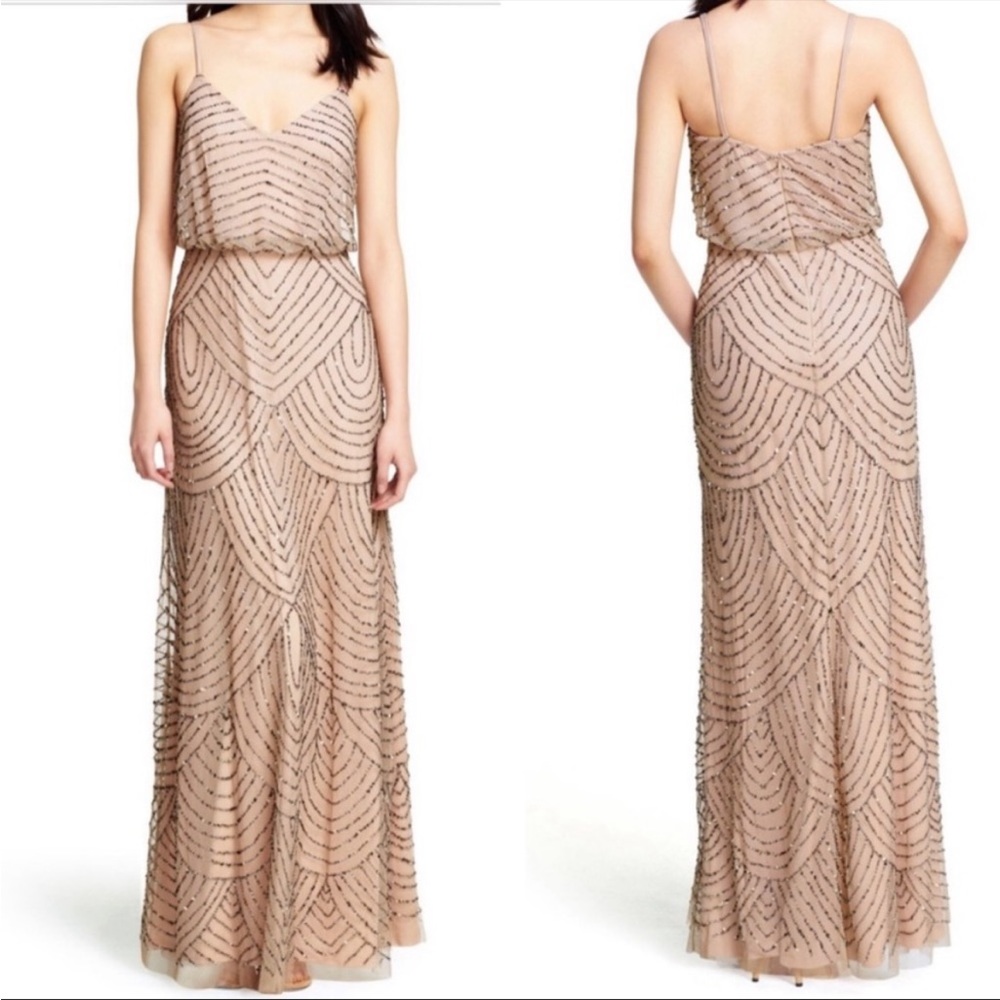 Adrianna Papell Art Deco Beaded Blouson Blush
Spaghetti Strap Maxi Dress